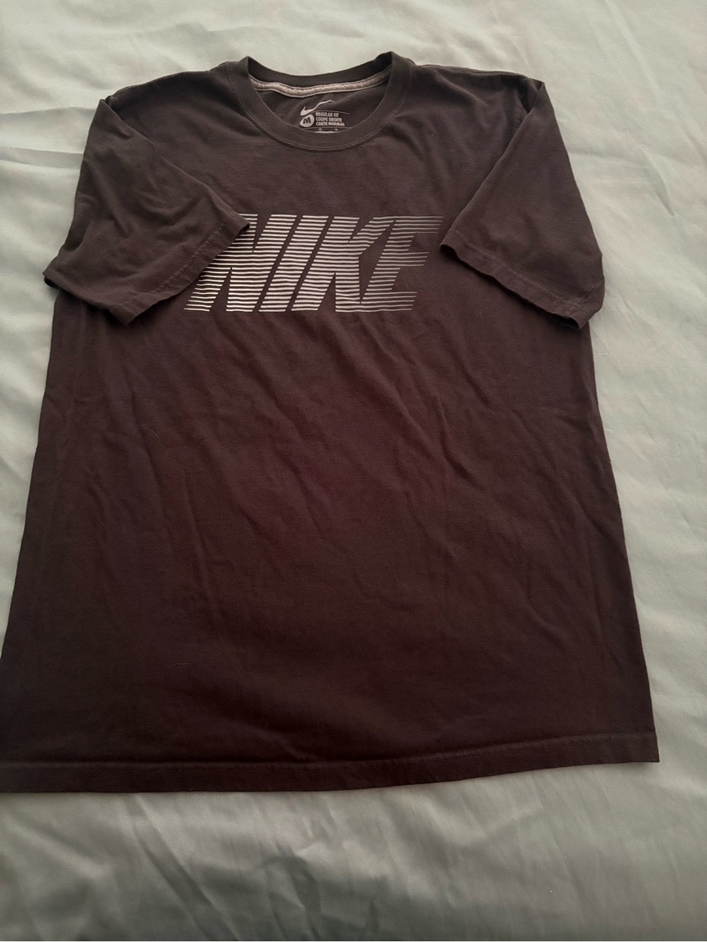 Nike Men's Dark Brown Striped Logo Tee